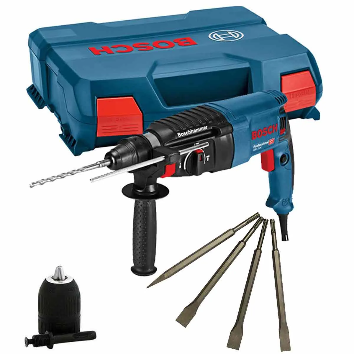 Bosch GBH 2-26 SDS  Rotary Hammer Drill 110V Chisels & Keyless Chuck