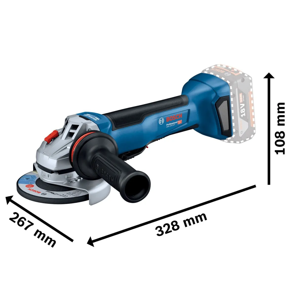 Bosch GWS 18V-10P 125mm Professional Angle Grinder with Protection Switch Body Only 06019J4100