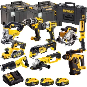 Dewalt 18V 10 Piece Power Tool Kit with 3 x 5.0Ah Batteries T4TKIT-493
