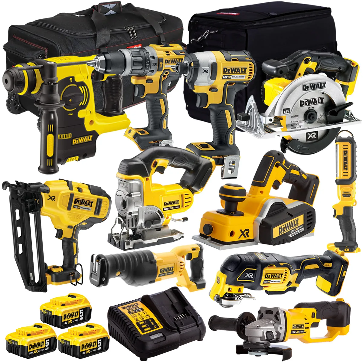 Dewalt 18V 11 Piece Power Tool Kit with 3 x 5.0Ah Battery & Charger T4TKIT-935