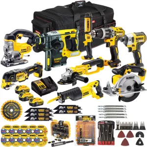 Dewalt 18V 9 Piece Power Tool Kit with 3 x 5.0Ah Battery Charger & Accessories Set T4TKIT-17219
