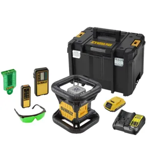 Dewalt DCE079D1G 18V Green Rotary Laser Detector Kit with 1 x 2.0Ah Battery Charger & Deep Toolbox