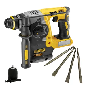 Dewalt DCH273N 18V Brushless Hammer Drill & 4 Piece Chisel Set   Keyless Chuck
