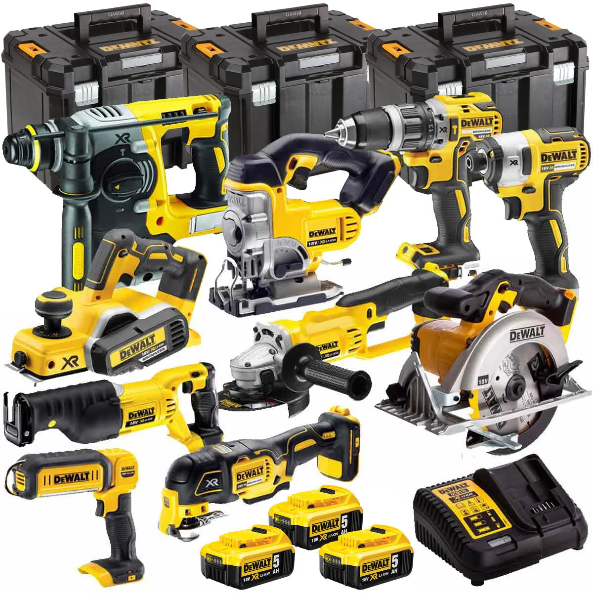 Dewalt DCKT4T10P4 18V 3 x 5.0Ah Batteries XR Li-Ion 10 Piece TStak Tool Storage