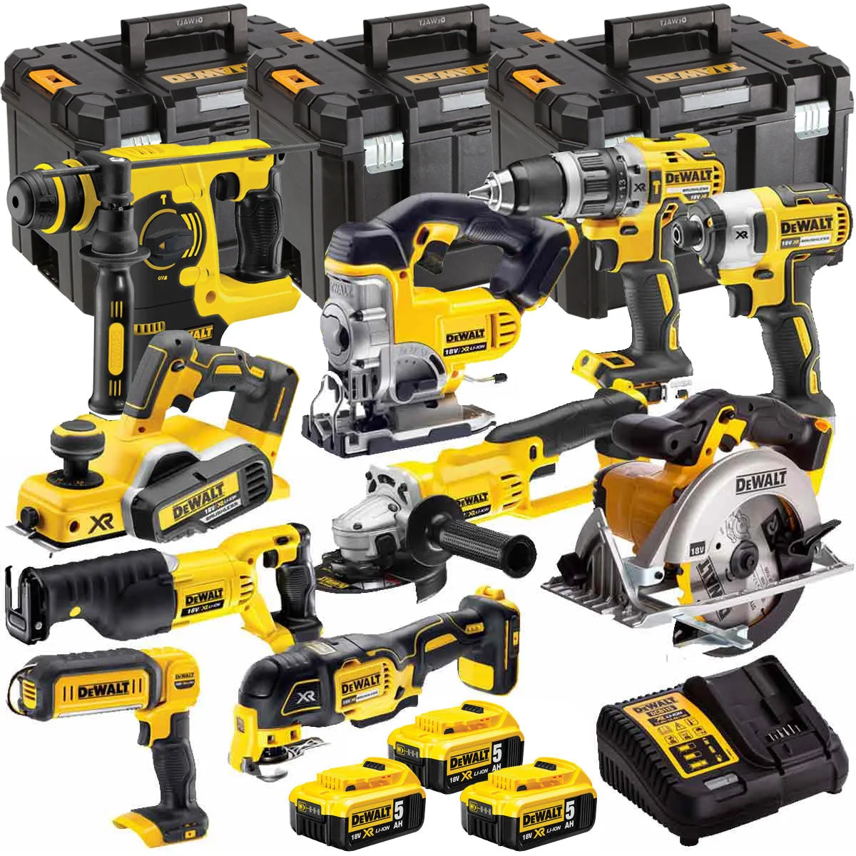 Dewalt DEWT4T10P4 18V 3 x 5.0Ah Batteries XR Li-Ion 10 Piece TStak Tool Storage