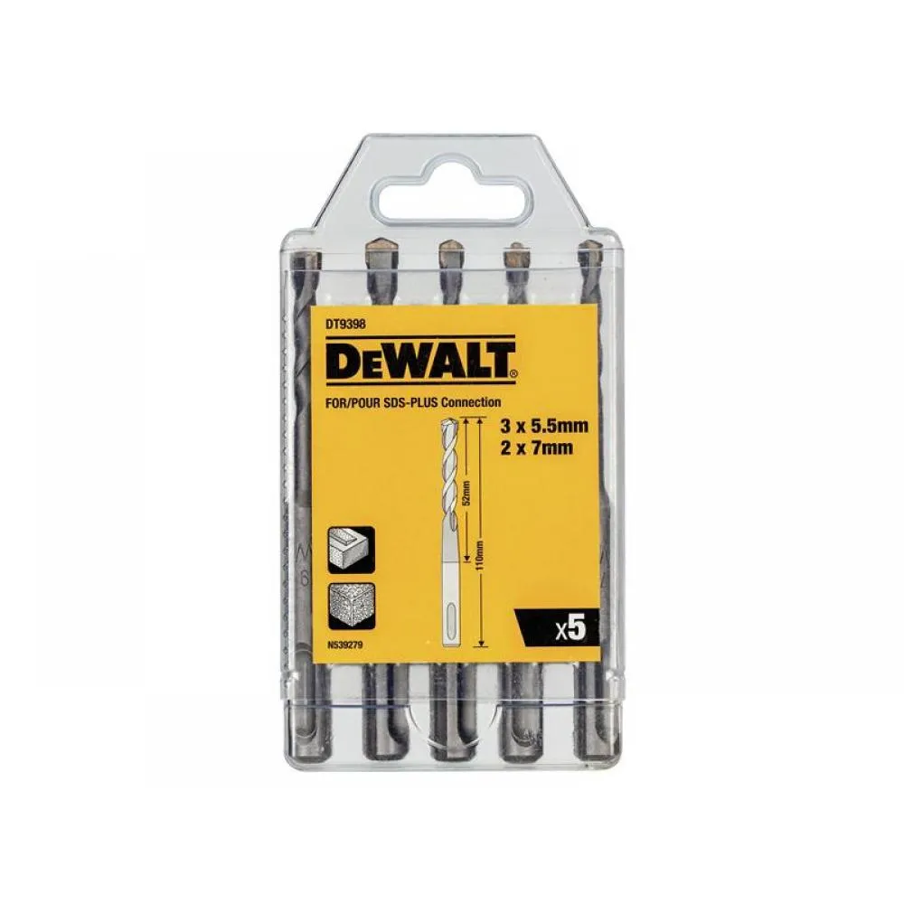 DeWalt SDS  Drill Bit Set 5 Piece DT9398M-QZ