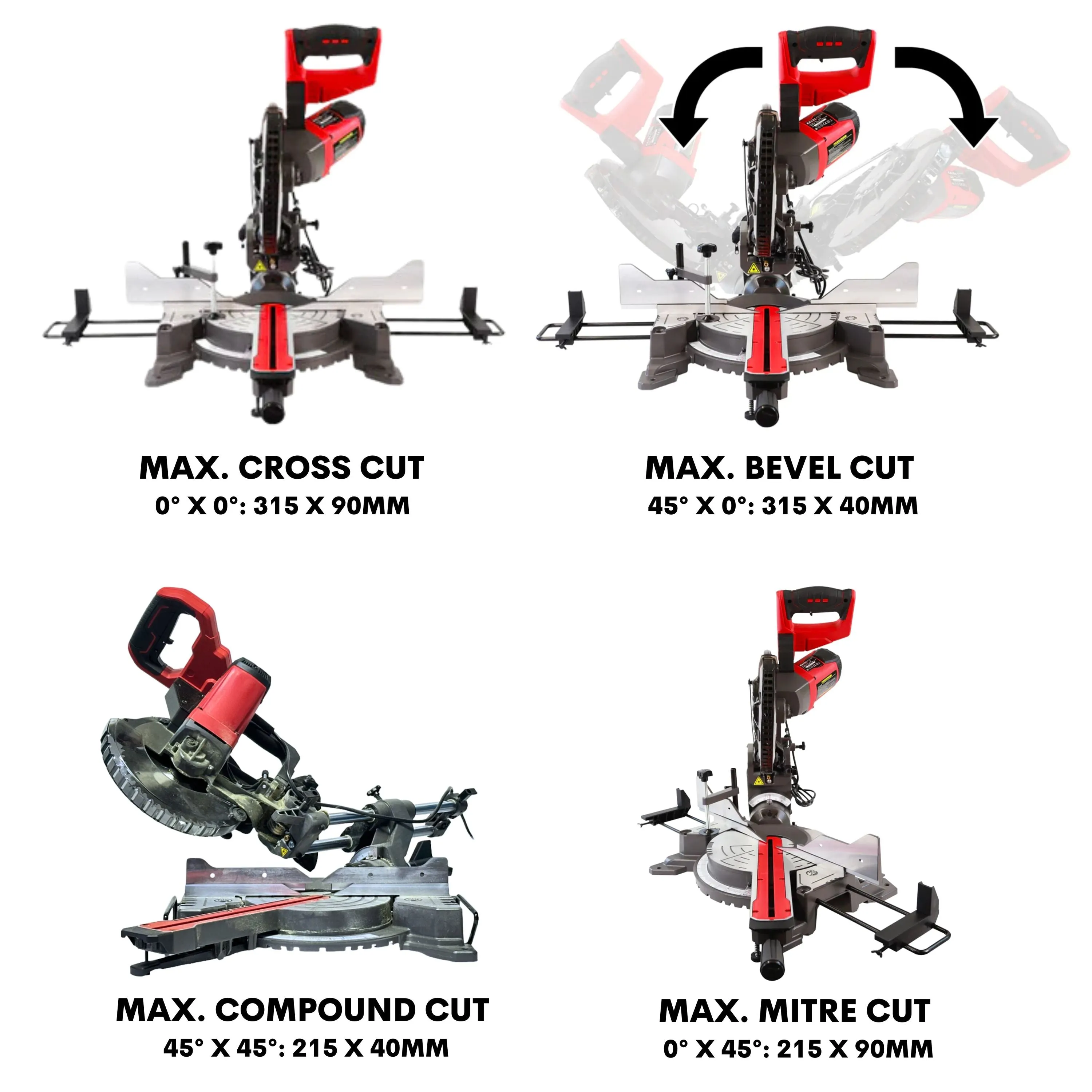 Excel 10 255mm Sliding Mitre Saw Double Bevel 2000W/240V with Laser
