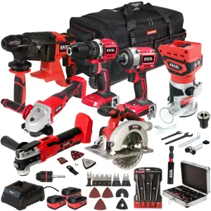 Excel 18V 7 Piece Power Tool Kit with 3 x 5.0Ah Battery Charger & Accessories EXLKIT-17301