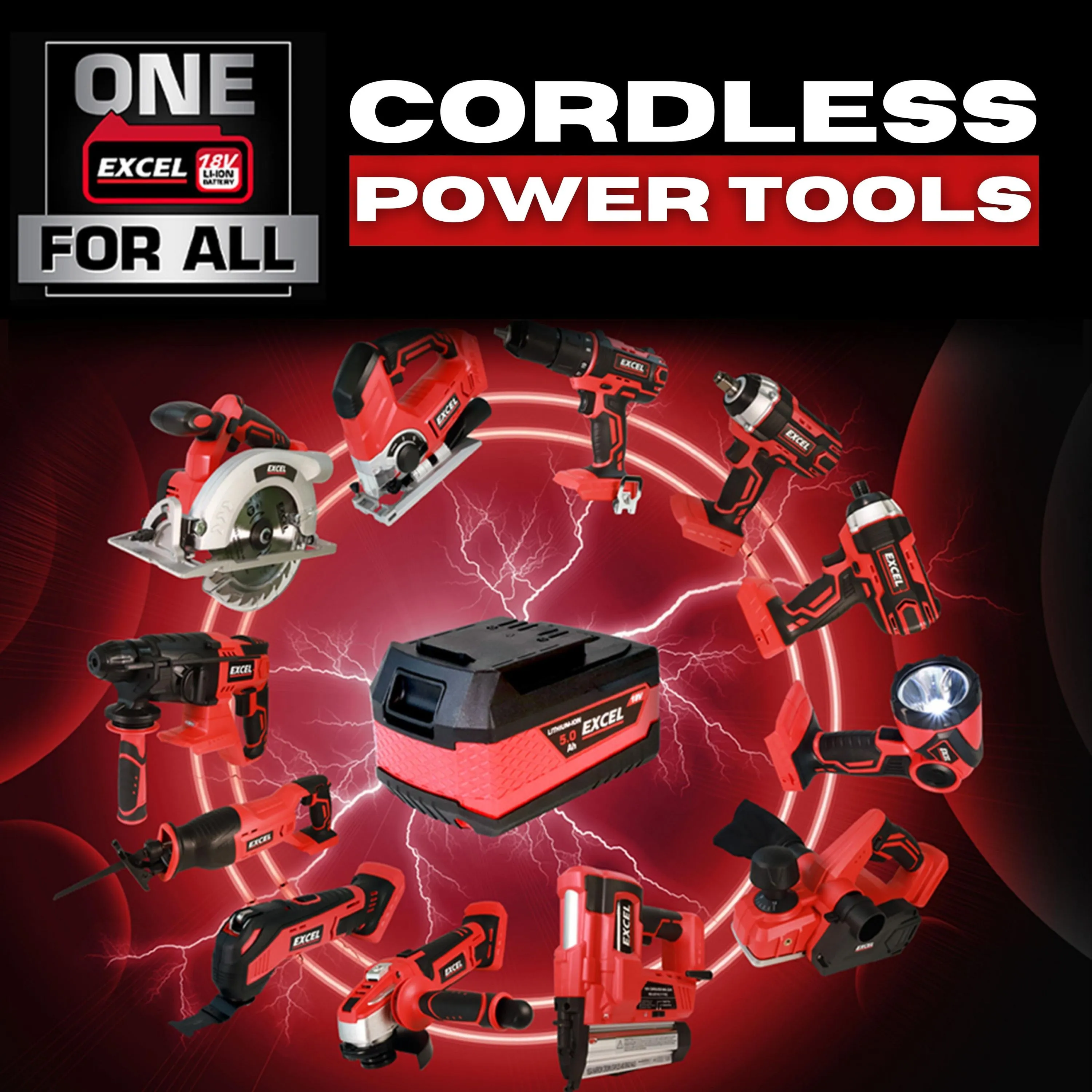 Excel 18V Cordless Grease Gun with 1 x 2.0Ah Battery & Charger
