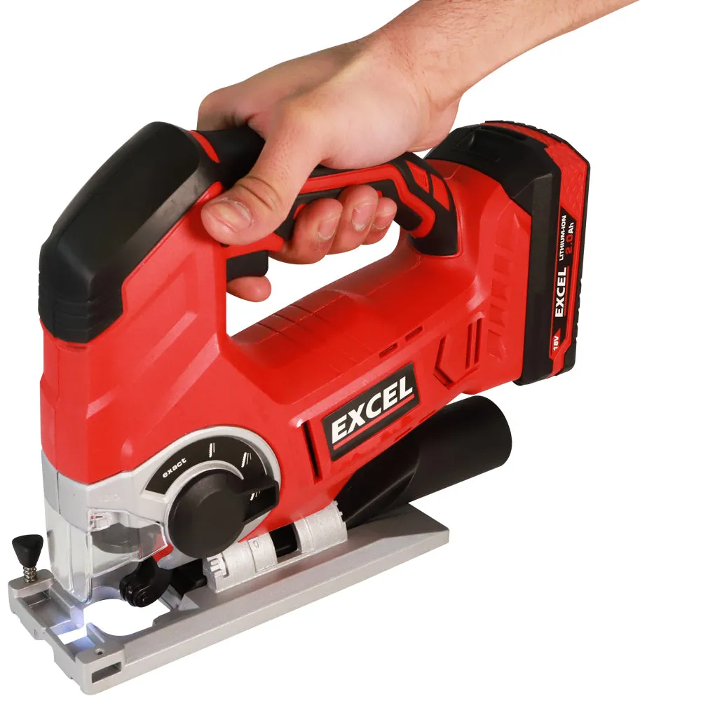 Excel 18V Cordless Jigsaw with 1 x 4.0Ah Battery Charger & Bag EXL581B