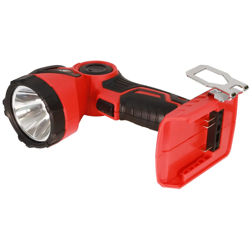Excel 18V Cordless LED Flashlight Torch with 1 x 2.0Ah Battery Charger & 18 Bag