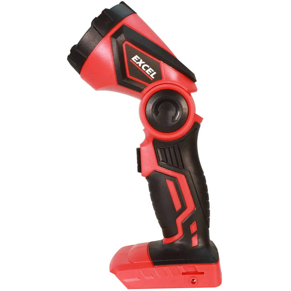 Excel 18V Cordless LED Flashlight Torch with 1 x 2.0Ah Battery Charger & 18 Bag