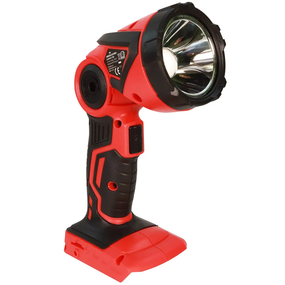 Excel 18V Cordless LED Flashlight Torch with 1 x 2.0Ah Battery Charger & 18 Bag