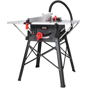 Excel 255mm (10-Inch) Table Saw - 240V/1800W with Leg Stand. Side Extensions. and Precision Blade