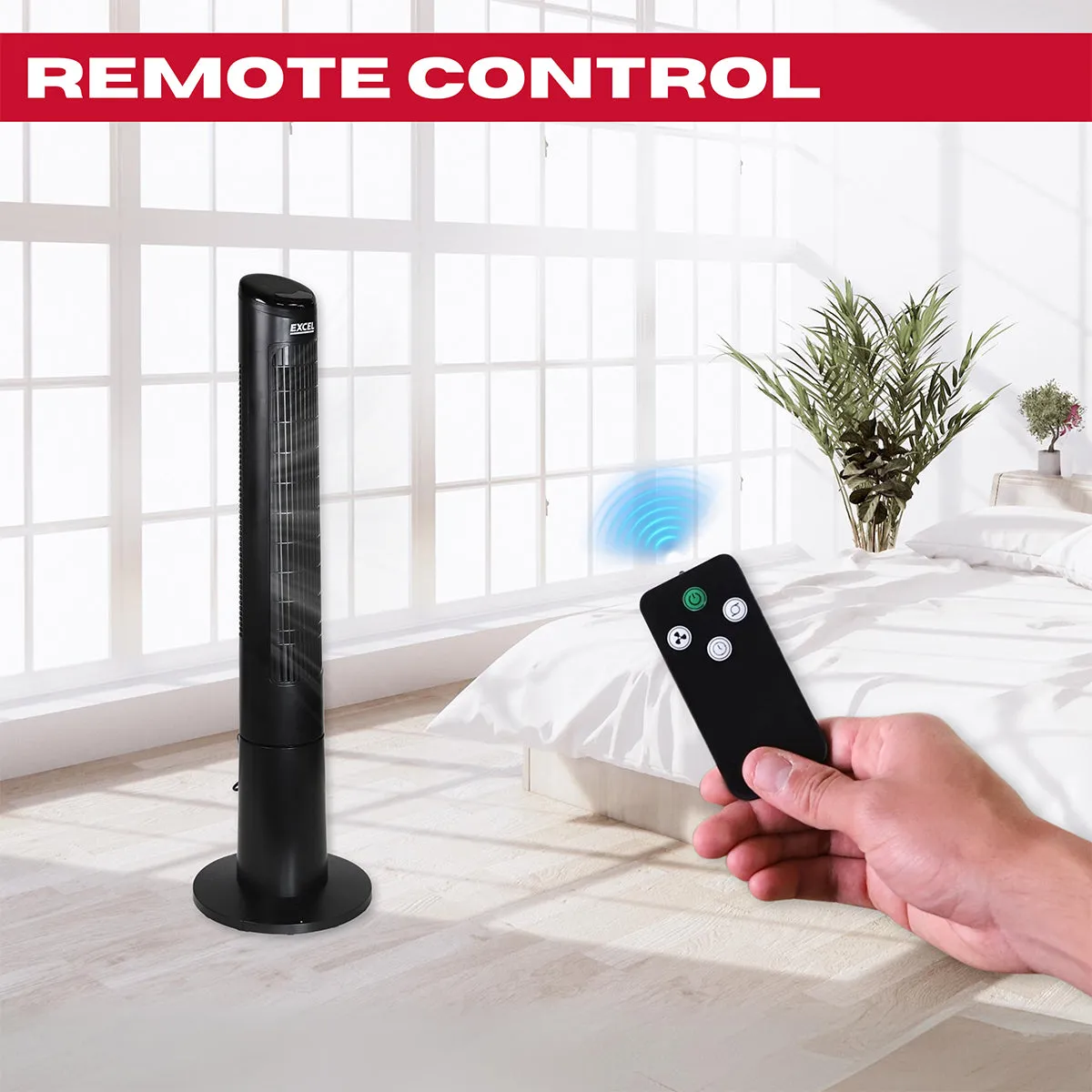 Excel 40 Tower Fan with Touch Enabled Controls and Remote Control - Black