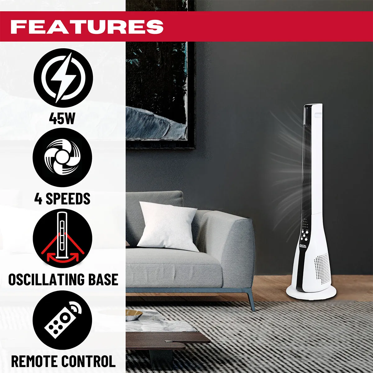 Excel 43 Tower Fan with Remote Control