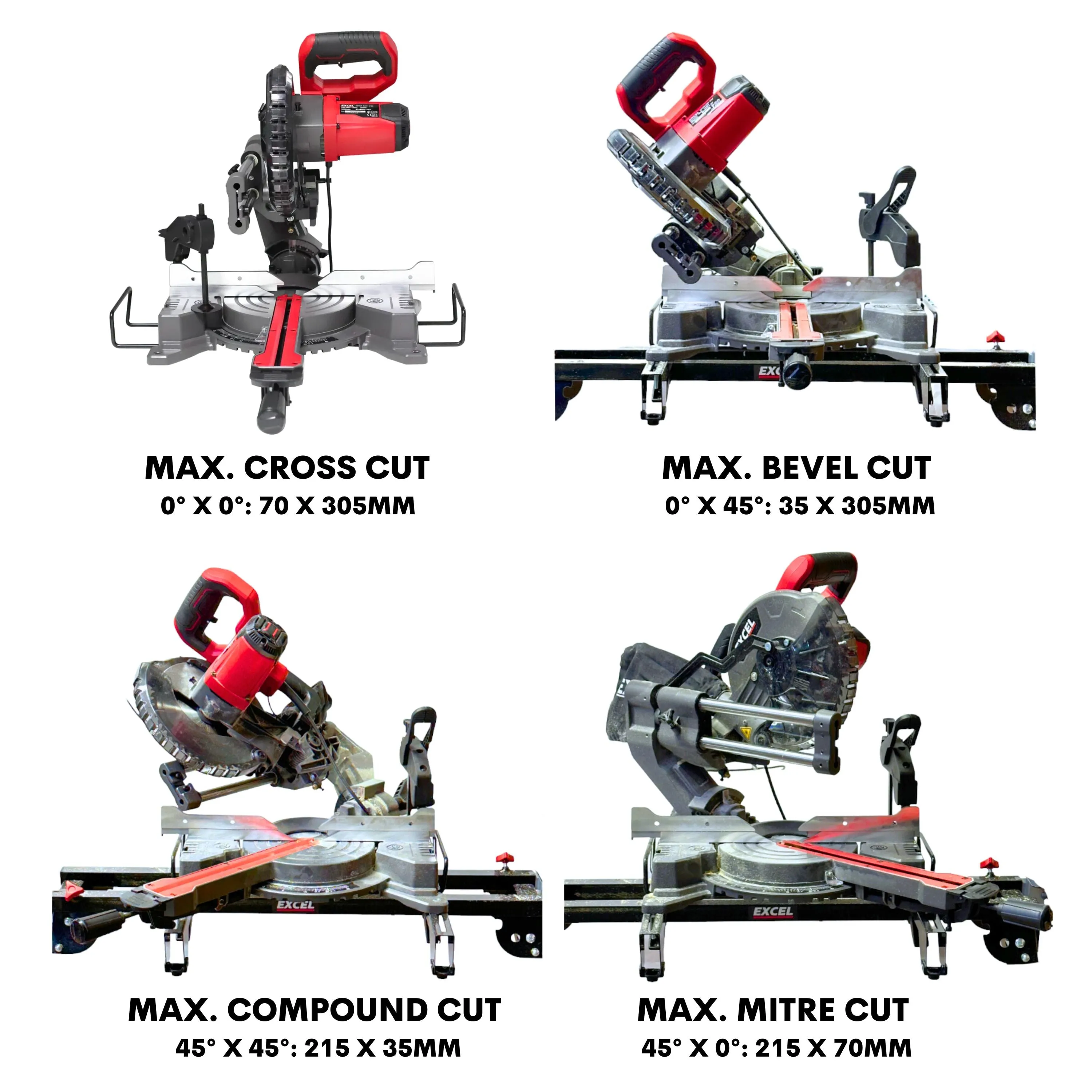 Excel 8.5 216mm Mitre Saw Large Base 1500W/240V with Laser