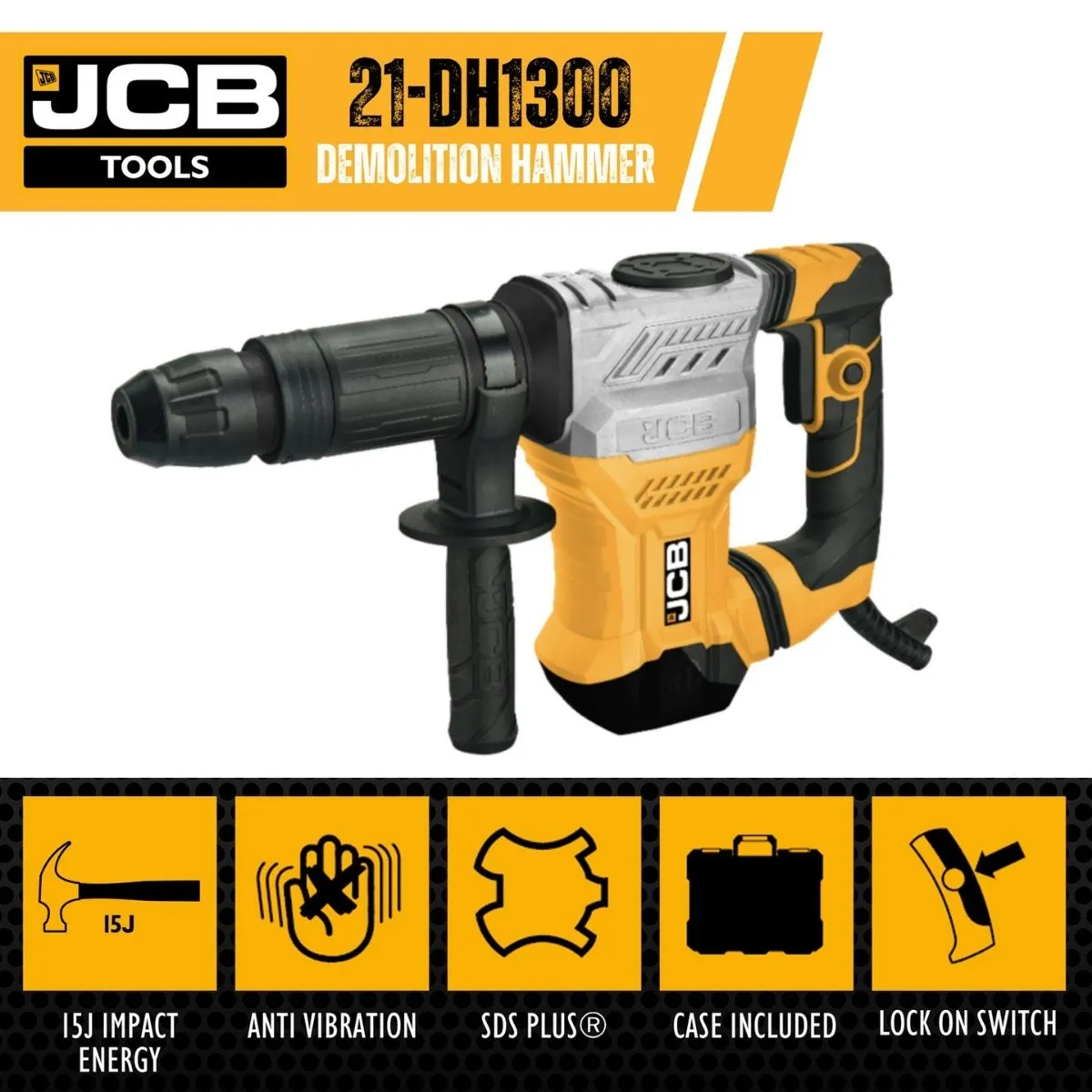 JCB 21-DH1300 SDS MAX Demolition Hammer 240V/1300W