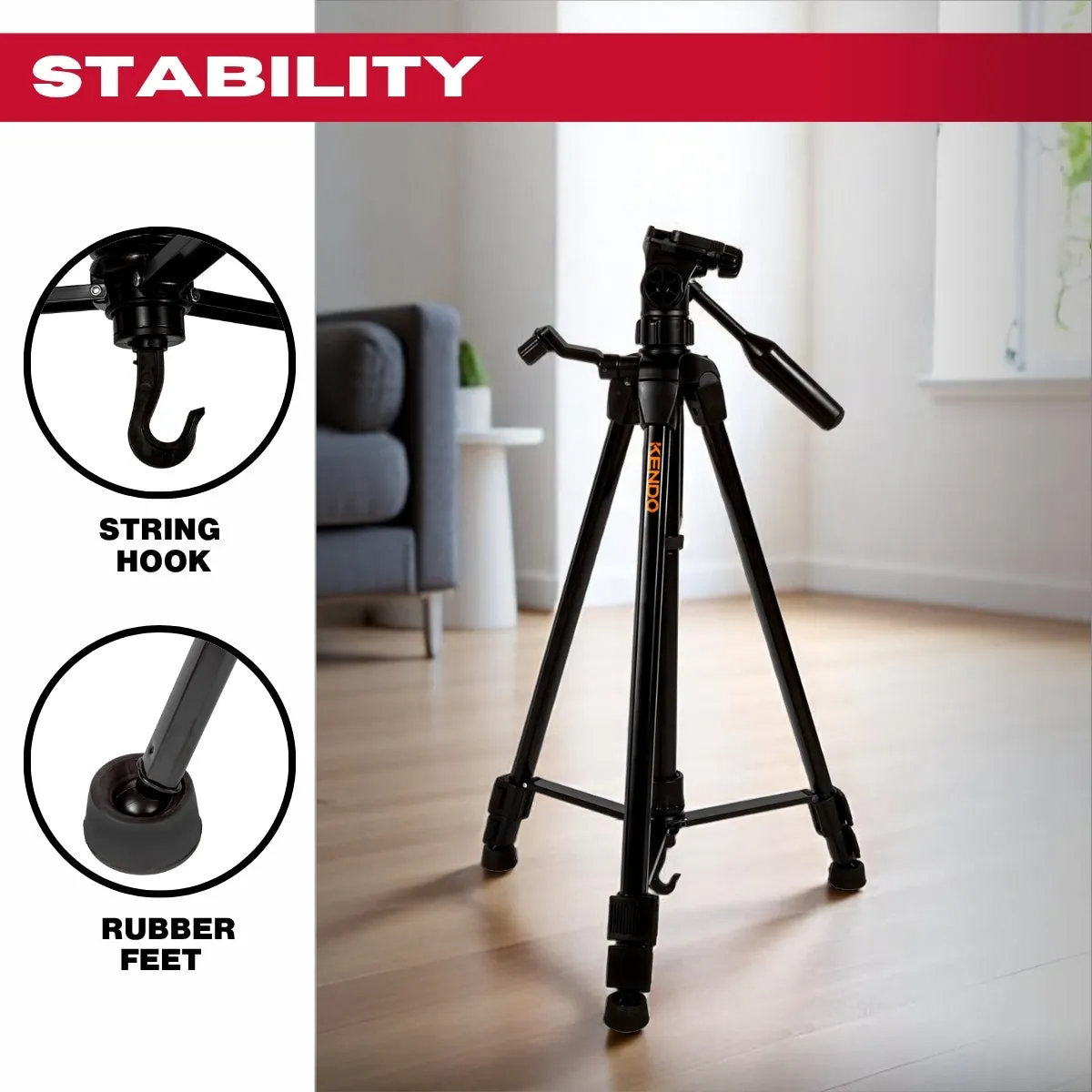 Kendo Adjustable Tripod 0.61.5m with Carry Bag