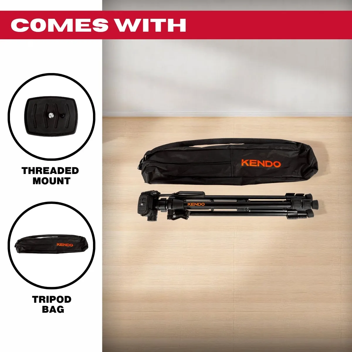 Kendo Adjustable Tripod 0.61.5m with Carry Bag