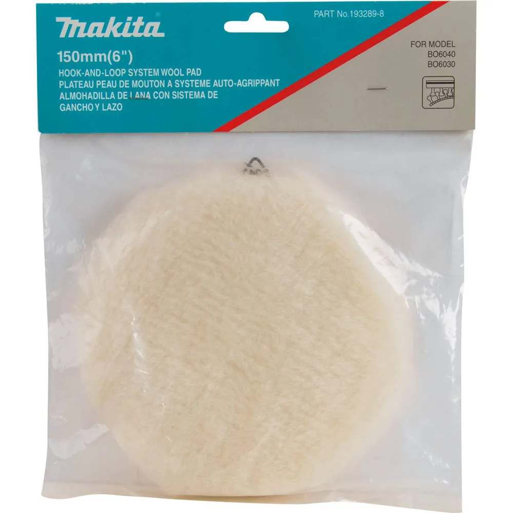 Makita 199424-6 150mm/6 Round Hook and Loop Wool Polishing Pad