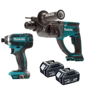 Makita 2 Piece 18V Kit SDS  Hammer   Impact Driver   2 x 5Ah Batteries