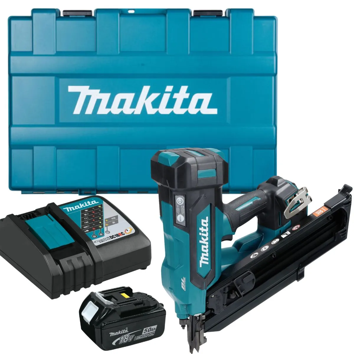 Makita DBN900ZK 18V LXT Brushless Framing Nailer With 1 x 5.0Ah Battery. Charger & Carrying Case