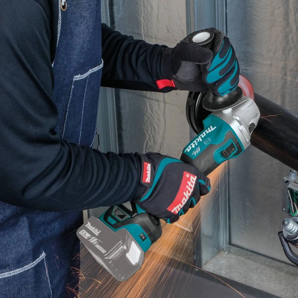 Makita DGA463Z 18V Brushless 115mm Angle Grinder with 1 x 5.0Ah Battery Charger & 18 Bag