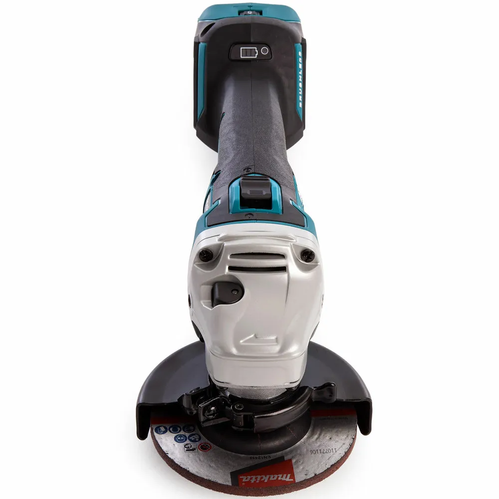 Makita DGA463Z 18V Brushless 115mm Angle Grinder with 1 x 5.0Ah Battery Charger & 18 Bag