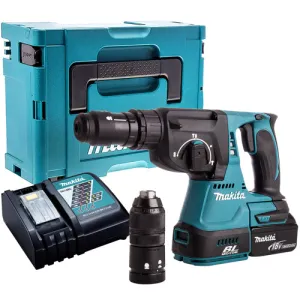 Makita DHR243Z 18V LXT Brushless 24mm SDS  Rotary Hammer Drill With 1 x 5.0Ah Battery. Charger In Case