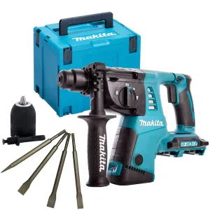 Makita DHR263ZJ 36V SDS  Hammer Drill With 4 Piece Chisel Set & Keyless Chuck