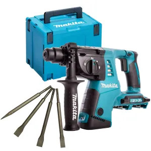 Makita DHR263ZJ 36V SDS  Rotary Hammer Drill With 4 Piece Chisel Set