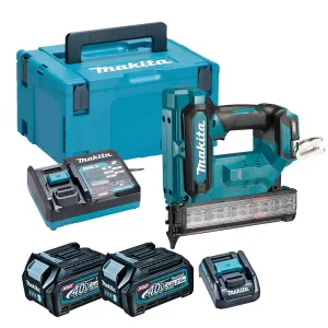 Makita FN001GD201 40V Max XGT Brushless 18Ga Brad Nailer With 2 x 2.5Ah Battery Charger & Case