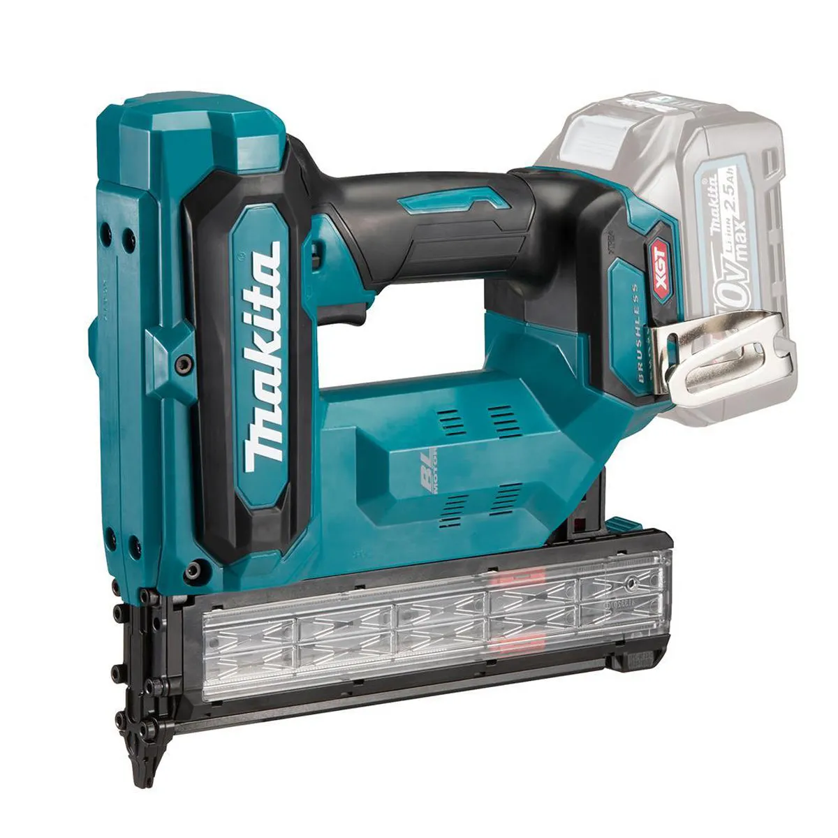Makita FN001GD201 40V Max XGT Brushless 18Ga Brad Nailer With 2 x 2.5Ah Battery Charger & Case