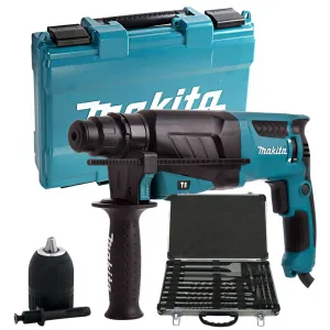 Makita HR2630/1 3 Mode SDS  Rotary Hammer Drill 110V With 17Pc SDS  Drill Chisel Bit Set & 13mm Chuck