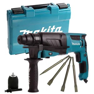 Makita HR2630/1 SDS  Rotary Hammer Drill 110V Chisels & Keyless Chuck