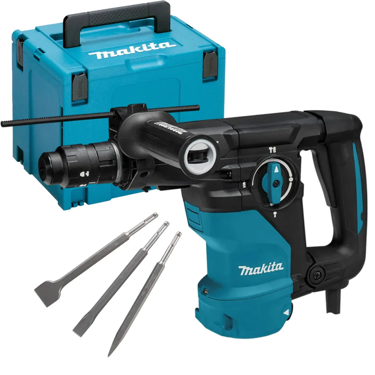 Makita HR3012FCJ/2 SDS  Rotary Hammer Drill 240V with 3 Piece Chisel
