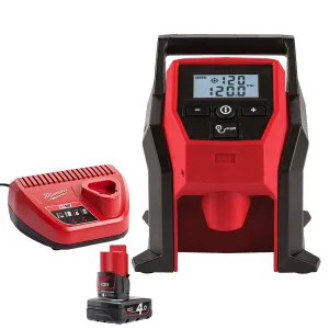 Milwaukee M12BI-0 M12 12V Sub Compact Inflator with 1 x 4.0Ah Battery & Charger