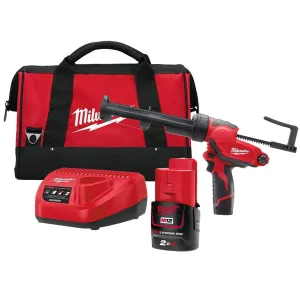 Milwaukee M12PCG310C-201B 12V 310ml Caulking Gun with 1 x 2.0Ah Battery. Charger & Bag 4933448763