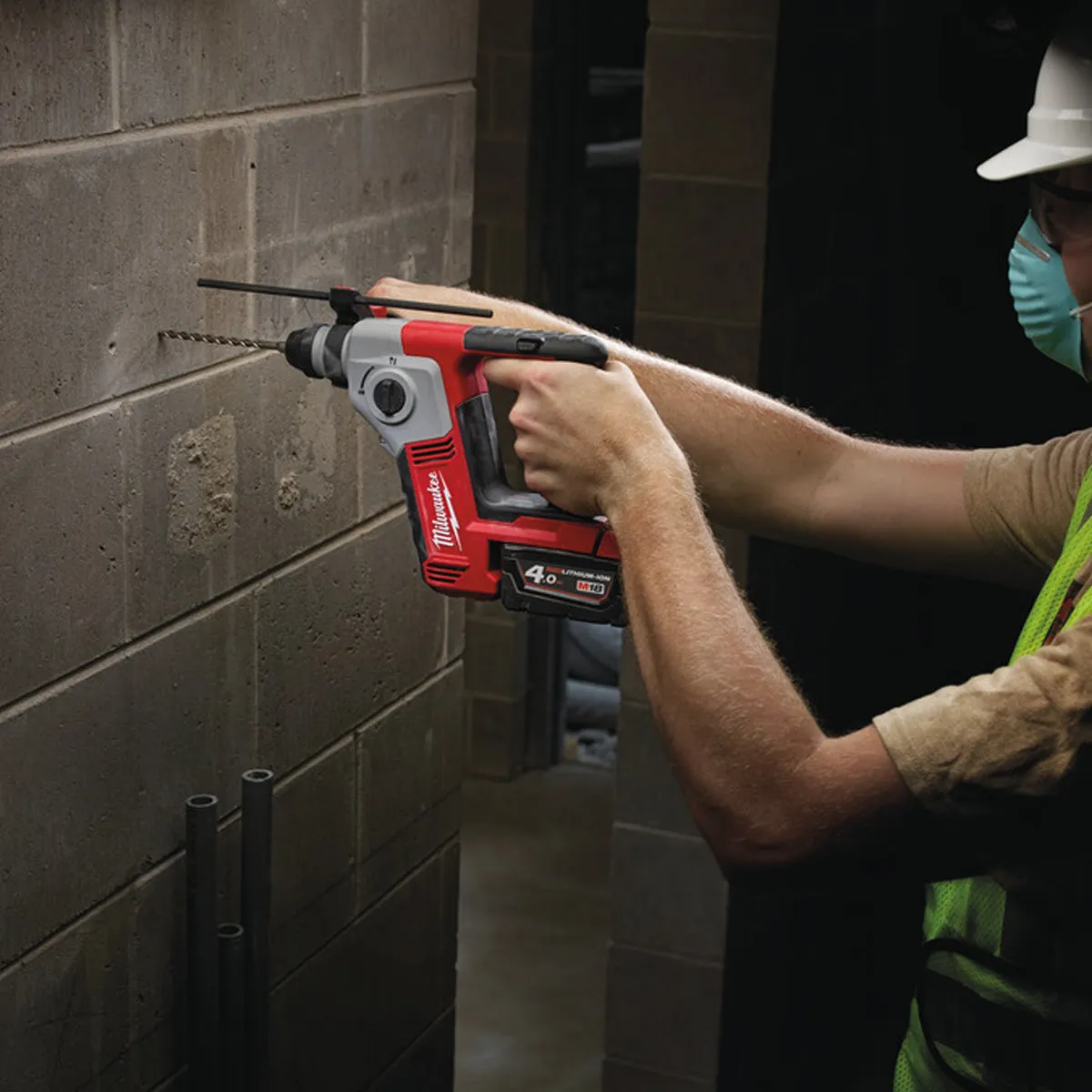 Milwaukee M18 BH-0 18V SDS 2 Mode Hammer Drill with 1 x 5.0Ah Battery Charger & Bag