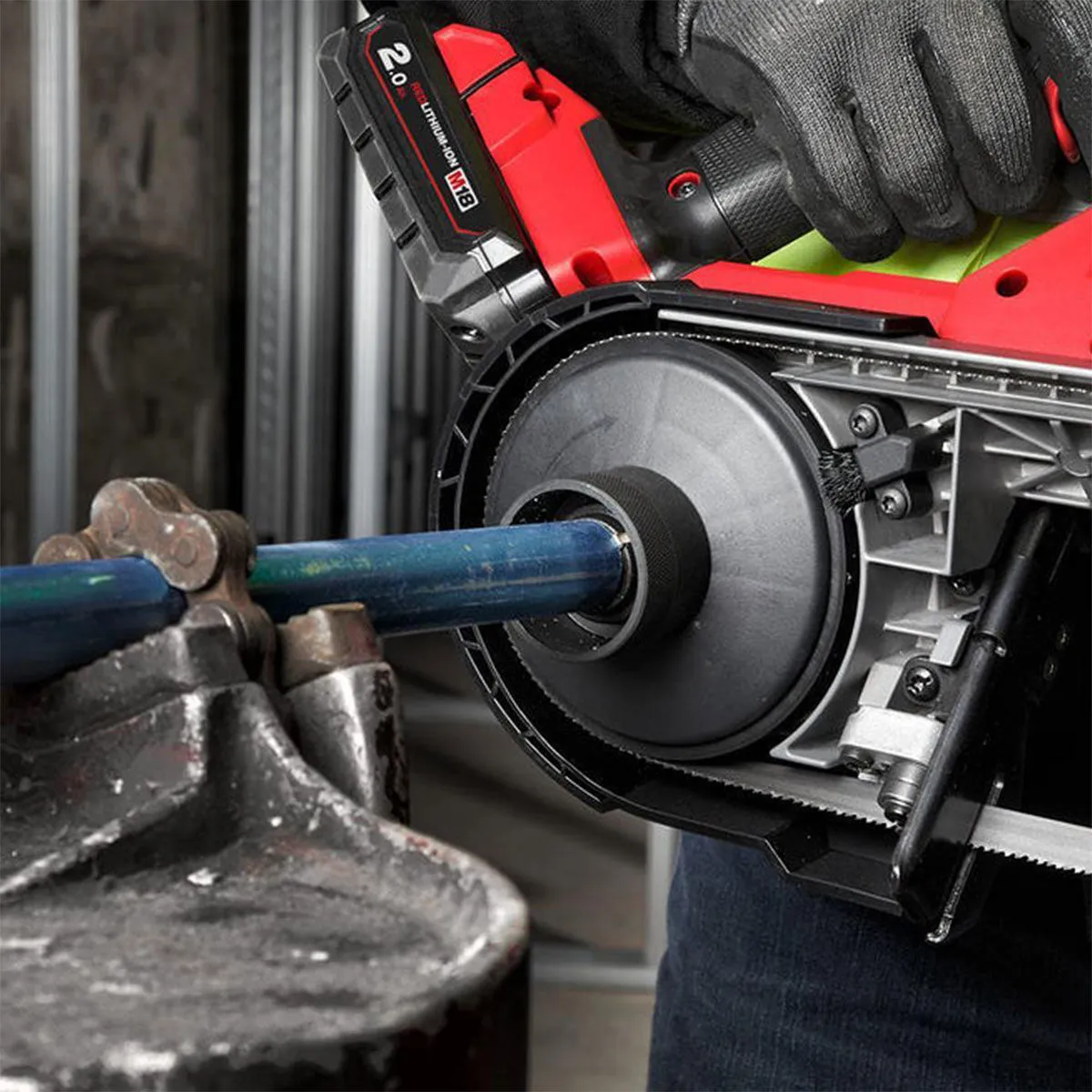 Milwaukee M18FBS85-0 18V FUEL Brushless 85mm Compact Bandsaw with 1 x 5.0Ah Battery & Charger
