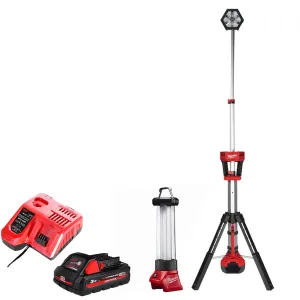 Milwaukee M18SAL-0 and M18LL-0 Lighting Combo with 1 x 3.0Ah Battery & Charger