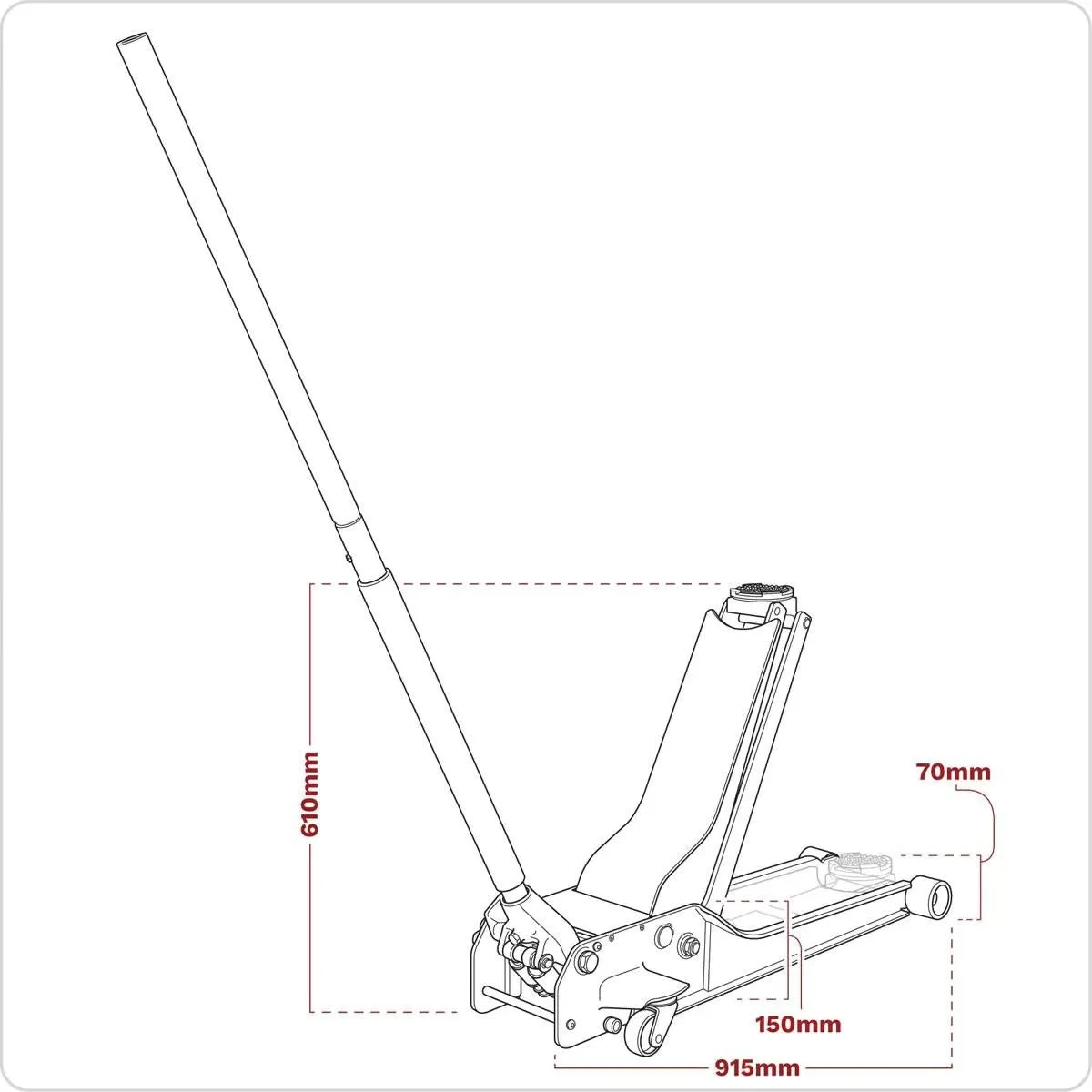 Sealey 1500SLR Trolley Jack 1.5 Tonne Low Profile Rocket Lift