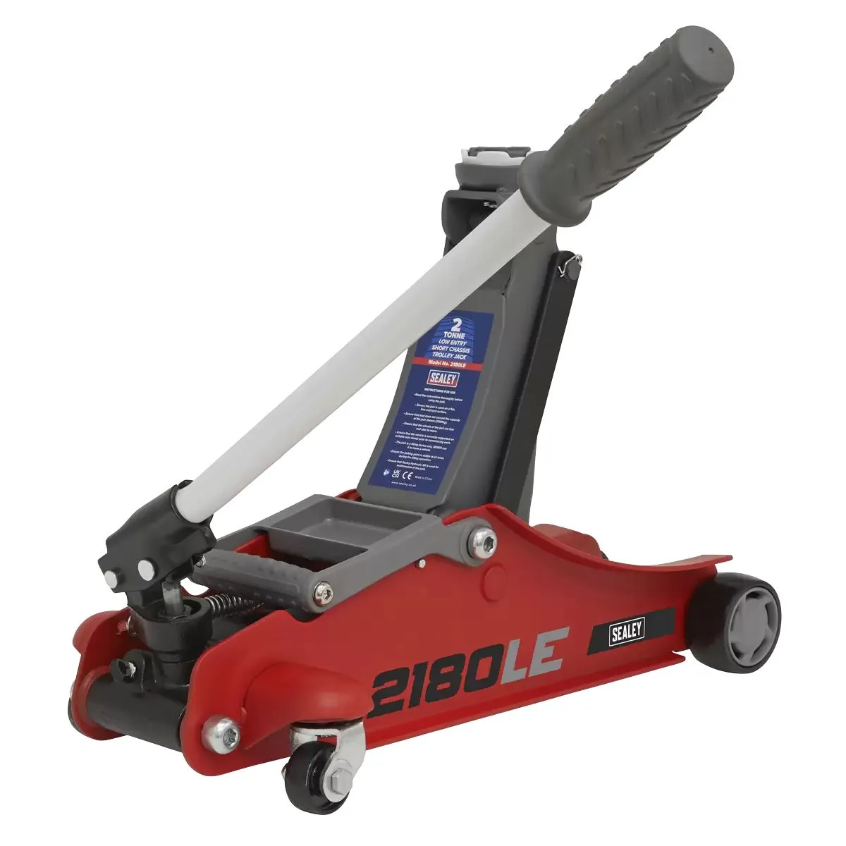 Sealey 2180LE 180 Handle Low Profile Short Chassis Trolley Jack 2 Tonne Red