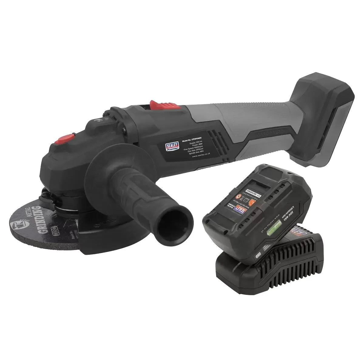 Sealey CP20VAGXKIT1 20V Brushless Angle Grinder Kit 115mm With Battery & Charger