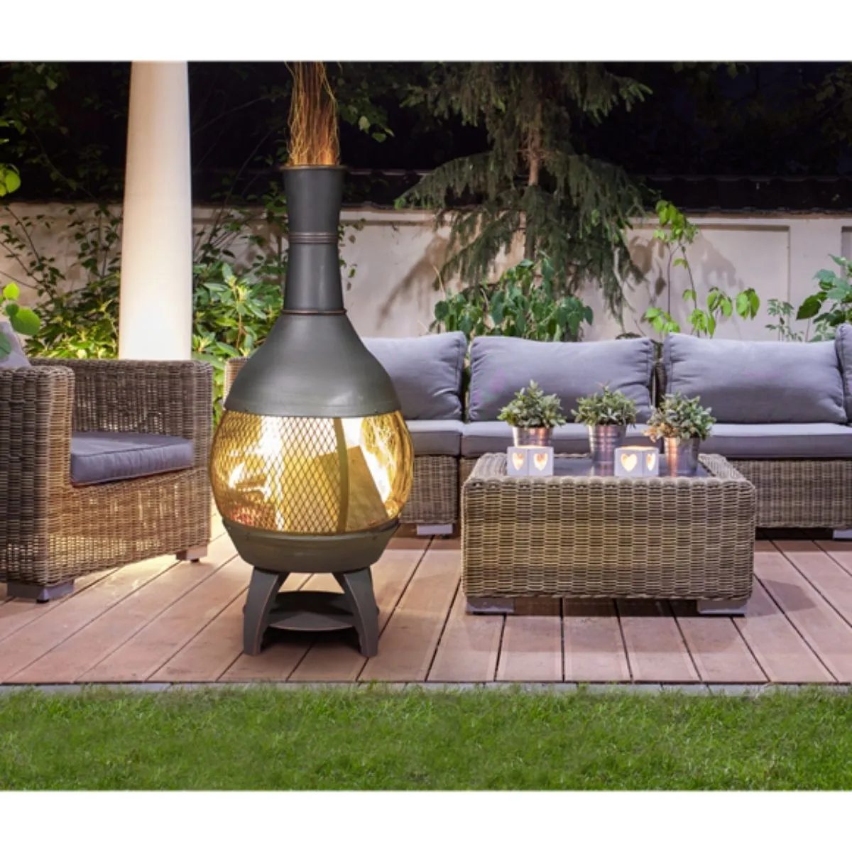Sealey DG112 Dellonda Deluxe 360 Chiminea/Fire Pit Antique Bronze Finish
