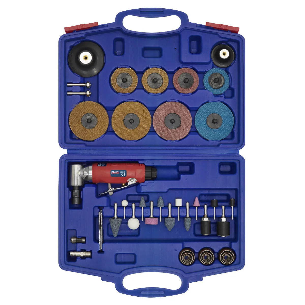 Sealey GSA674K Air Angle Die Grinder and Accessories Kit 42 Piece
