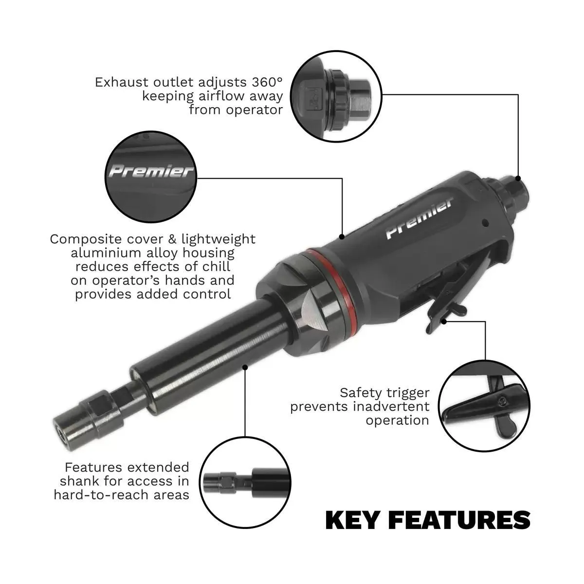 Sealey SA656 Air Die Grinder Maxi Size 260mm