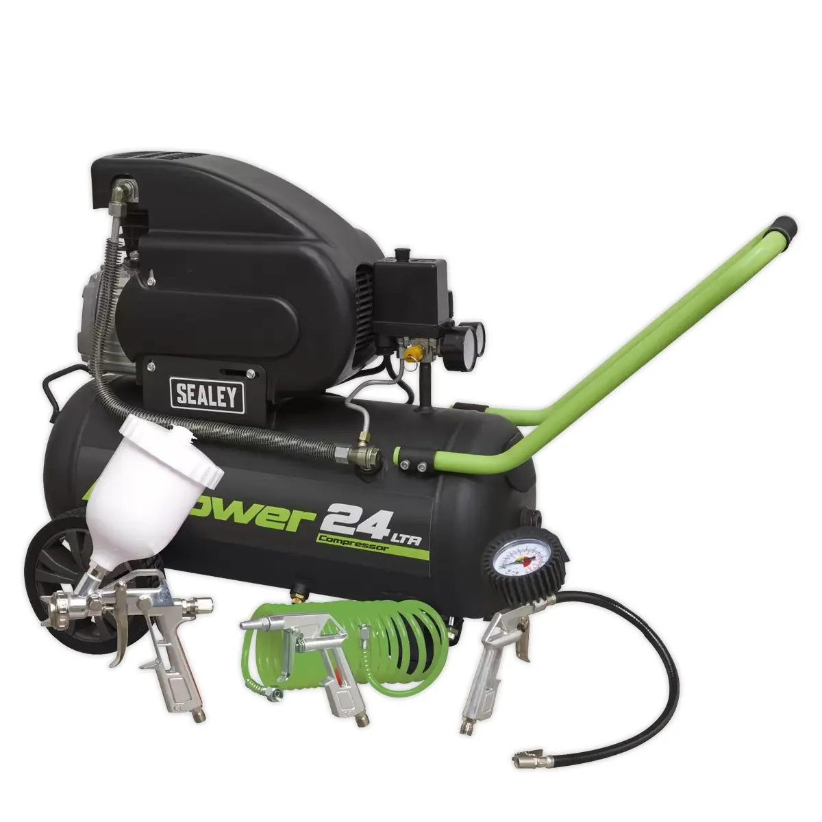 Sealey SAC2420EPK 24L Direct Drive Air Compressor with 4pc Air Accessory Kit 230V