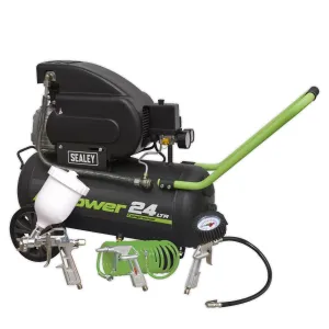 Sealey SAC2420EPK 24L Direct Drive Air Compressor with 4pc Air Accessory Kit 230V